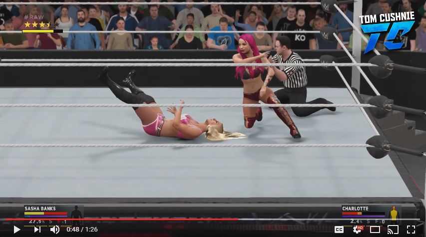 WWEgames's tweet photo. See the first #WWE2K17 @SashaBanksWWE vs. @MsCharlotteWWE gameplay footage! @TomCushnie https://t.co/4xS9XXaQWS https://t.co/OpiPhcsxLo