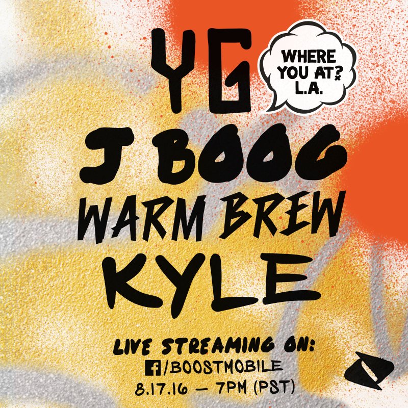 boostmobile's tweet photo. Tonight's #WYALA show is almost sold out. If you're in LA and want to attend, get tix here: https://t.co/NBQ4xUCU68 https://t.co/fwJookau8j