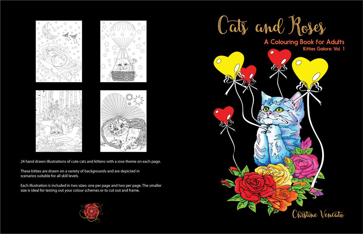 ArtisticBooks's tweet photo. New cat colouring book: Cats and Roses: https://t.co/49oGJMZi5d #cats #kittens #adultcoloringbook #ColoringBook https://t.co/9OCVYKMzKj