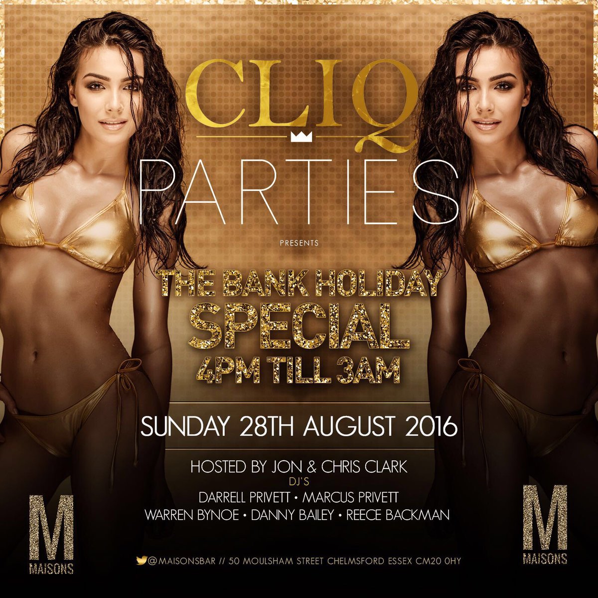 ChrisJClark_'s tweet photo. So we are back with another @Cliq_Parties at @maisonsbar, it's a bank holiday Sunday all dayer #NoWorkMonday https://t.co/YlWGIJAWLR