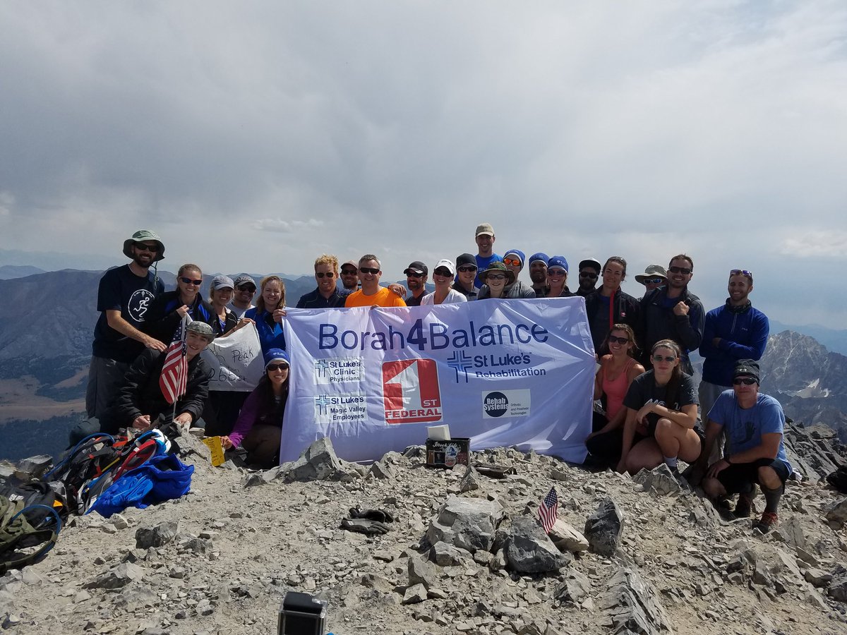 borah4balance's tweet image. Greetings from the roof of Idaho. We made it!  Thank you to all who donated!  Bad news=only 1/2 done with the climb😳