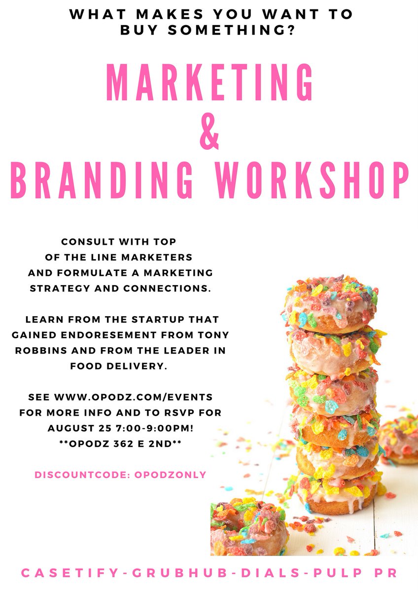 Join us for our Marketing & Branding workshop! With: @DialsApp @PulpPr @Casetify @Grubhub eventbrite.com/e/marketing-br…