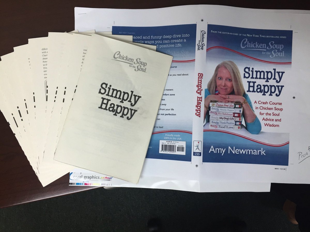 amynewmark's tweet image. My 32-page “signatures” and cover proof from the printer. Now it will all be bound into my #SimplyHappy book!