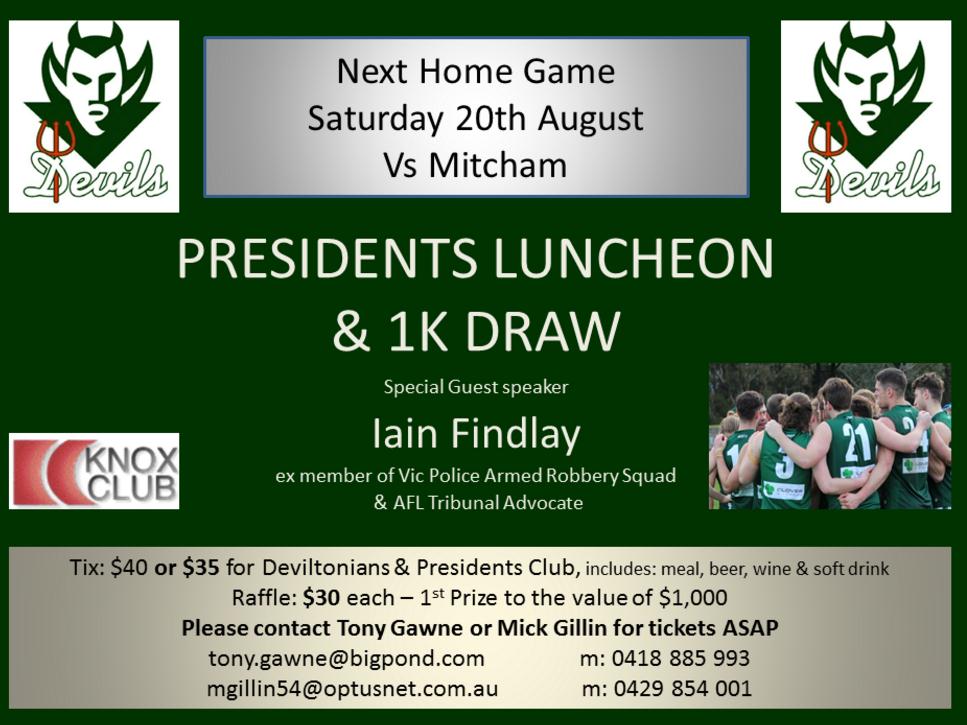 To all supporters &amp; members. It's the last home game this week, a win for the seniors will lock in finals for 2016.