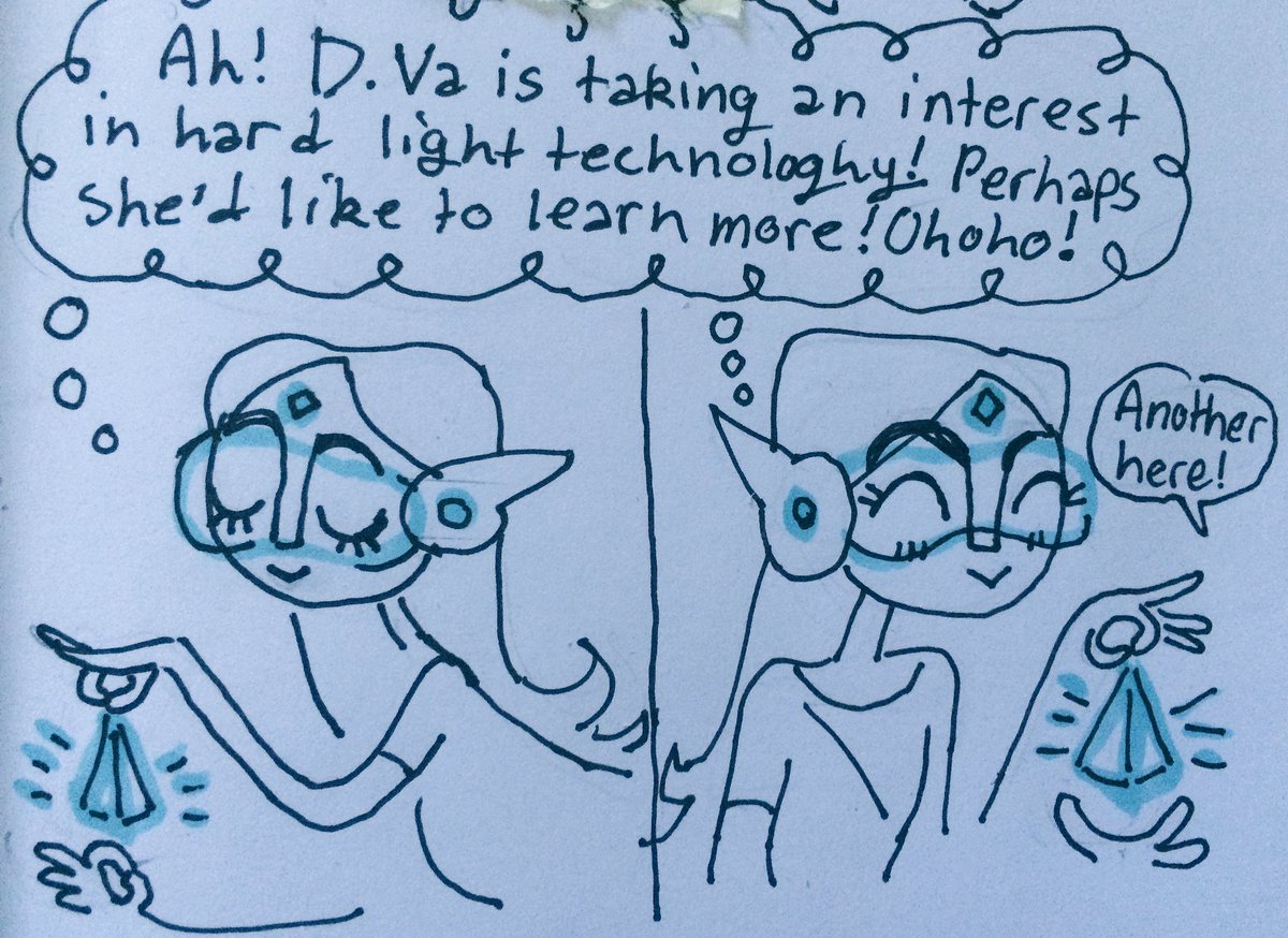 _icosa's tweet photo. D.Va and Symmetra bonding comic that also kinda feels like a Portal joke 8 years late https://t.co/mKr7bXp5tu