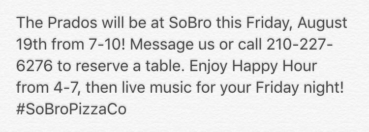 sobropizzaco's tweet photo. #livemusic #fridaynight #entertainment https://t.co/XRjKk6TLtz