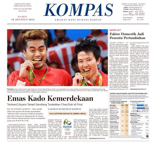 hariankompas's tweet photo. Pasangan ganda campuran bulu tangkis menyumbangkan satu-satunya medali emas di #Rio2016 https://t.co/4smlJFHTcv