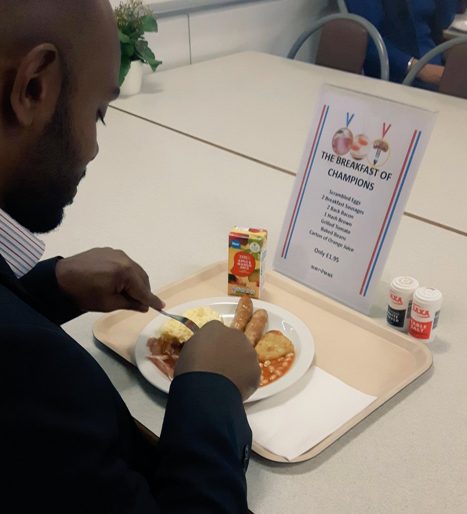 NicoleAtWorkFM's tweet photo. Breakfast of Champions Olympic Feast! #BargainBrekkie #Gold #ServestCatering @R12CNB @Servest_UK https://t.co/4MISPDUwqh