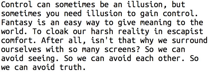 whoismrrobot's tweet photo. No more lies. Promise. #MrRobot https://t.co/0DKupwlLS9