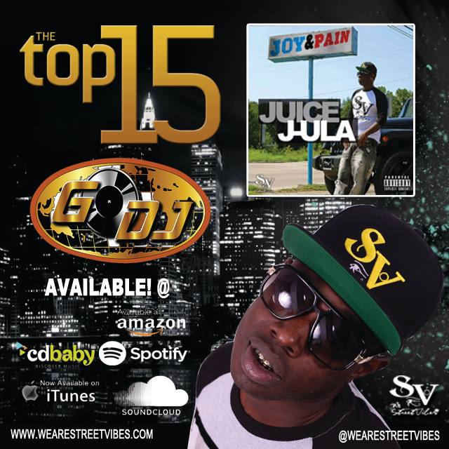 wearestreetvibe's tweet photo. JUICE J-Ula Joy &amp; Pain is  TOP 15!! #GODJ #August #Houstontop20 #Juicejula #joy #Pain #congratulations #sv https://t.co/IZMIxyoW03
