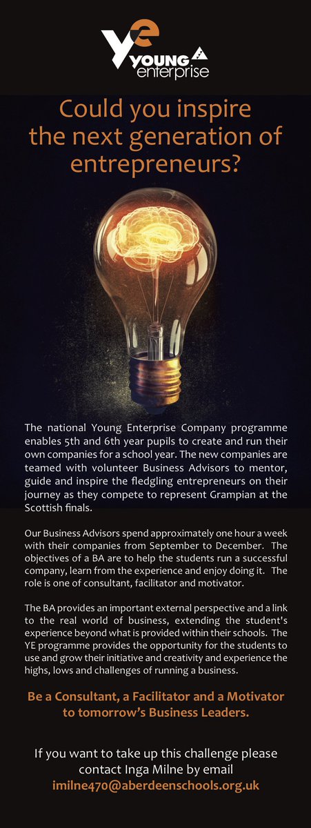 YE Grampian  <a href="/YEGrampian/">YE Grampian</a> need your help NOW to inspire and motivate our young entrepreneurs of the future