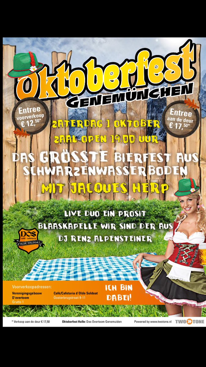 Lederhosen uit de kast! Za 1 okt! 🍻 Lokatie <a href="/d_overtoom/">d'Overtoom</a> Genemuiden. #Oktoberfest <a href="/JacquesHerb/">Jacques Herb</a>