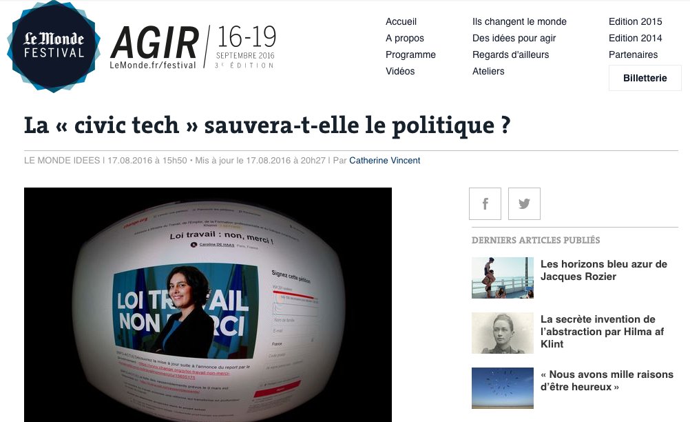 debatomap's tweet photo. On parle de Carticipe dans @lemondefr ! #civictec #demloc #frenchtech #collterr https://t.co/CoyrmOTPDh