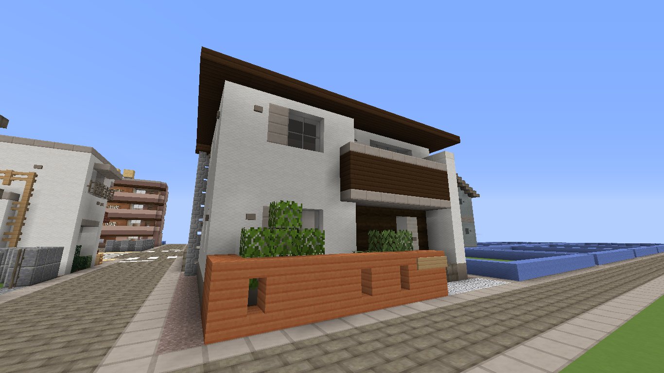 ぐすたふ マイクラ V Twitter 佐山市にて 今日はいつもよりおしゃれな感じの住宅にしてみましたｗ 塀は階段ブロック2個で穴を作ってみました