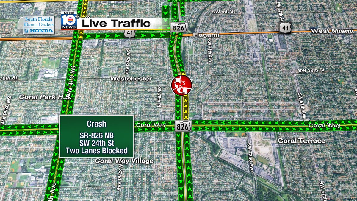Crash on SR-826 NB at Coral Way #traffic #miami https://t.co/1QCqxarruQ