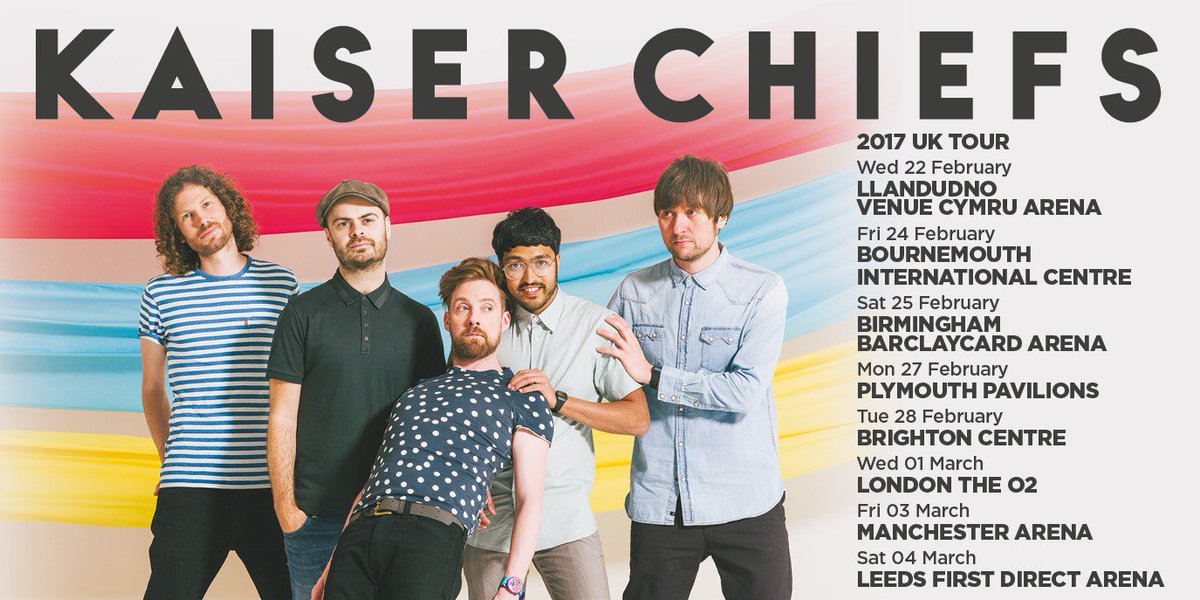 KaiserChiefs's tweet photo. We’re going on a huge UK tour in February &amp; March 2017! Tickets on general sale Friday 26th August. https://t.co/uT5bPXboza