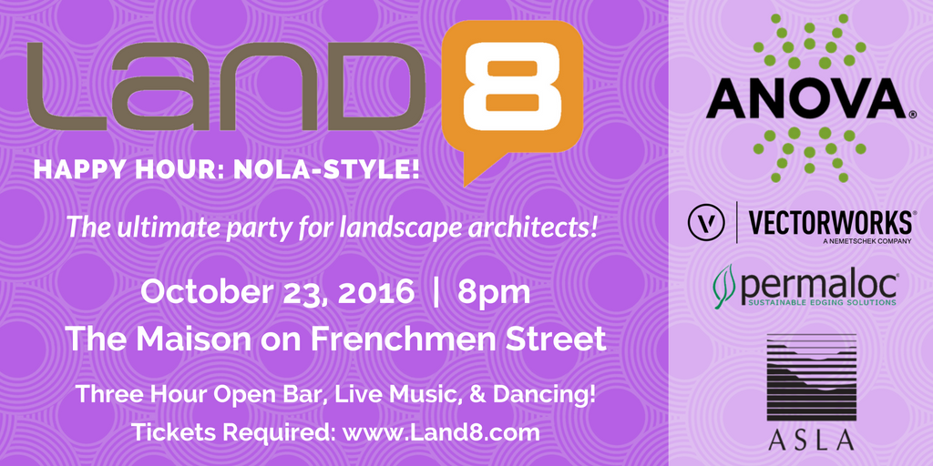 Land8 HH during #ASLA2016! Thanks to @ANOVA_Furniture <a href="/Vectorworks/">Vectorworks</a> <a href="/PermalocEdging/">Permaloc Corporation</a> TIX: goo.gl/QqcAS8