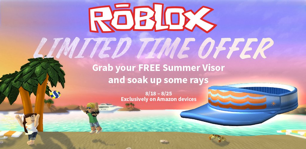 Roblox On Twitter Amazon Users For A Limited Time Get This Free Summer Visor In The Roblox Catalog Https T Co Qbbwoaaqw4 - roblox 2016 visor