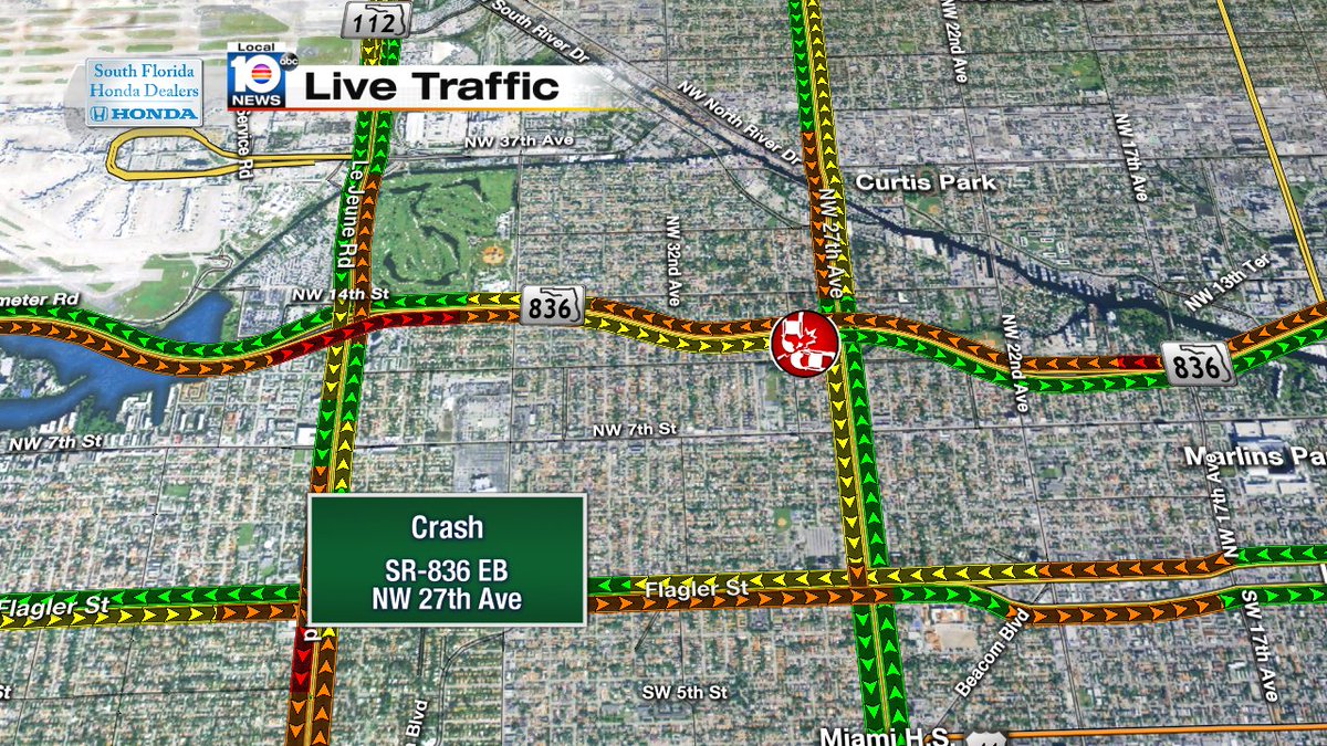 Crash on Dolphin Expwy EB at NW 27th Ave #traffic #miami https://t.co/dw3jEBOX3E