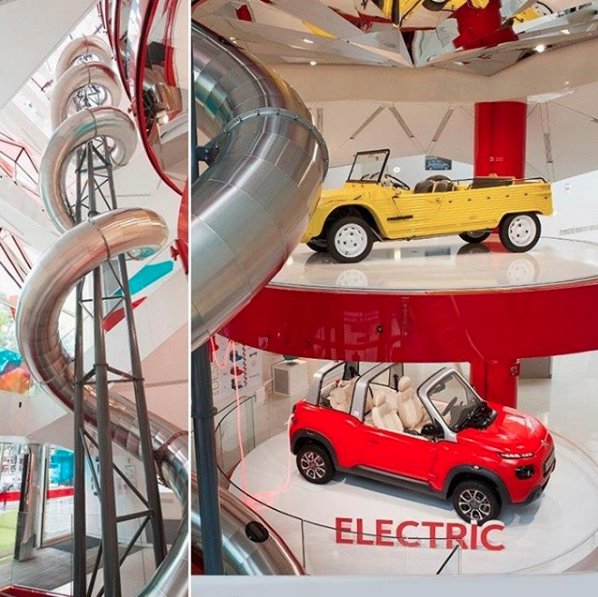 CitroenBrasil's tweet photo. A #C42, espaço conceito da Citroën em Paris, traz de volta o tobogã gigante para o verão europeu! #myCitroën https://t.co/NNowJivoI4
