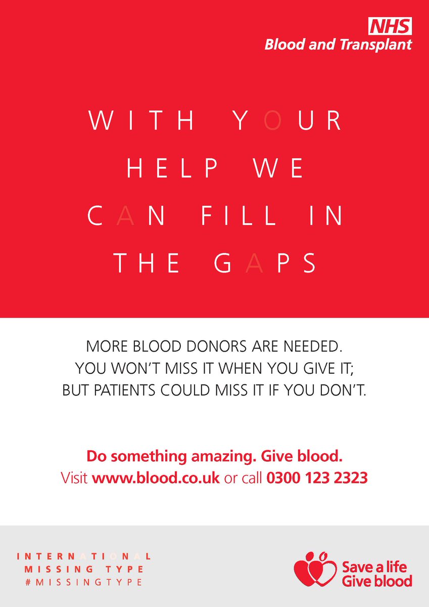 We've dropped the O in support of <a href="/GiveBloodNHS/">NHS Blood Donation 🩸🩹</a>. Find them here today and register to give blood #MissingType