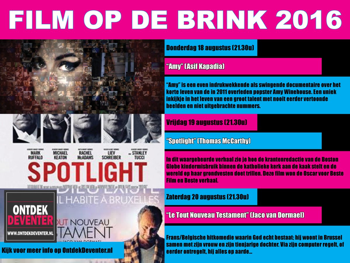 OntdekDeventer's tweet photo. Vanaf vanavond 3 avonden lang Film Op De Brink in Deventer! Jij komt toch ook? #deventer #gezellig #filmopdebrink https://t.co/6dSioDGvoH