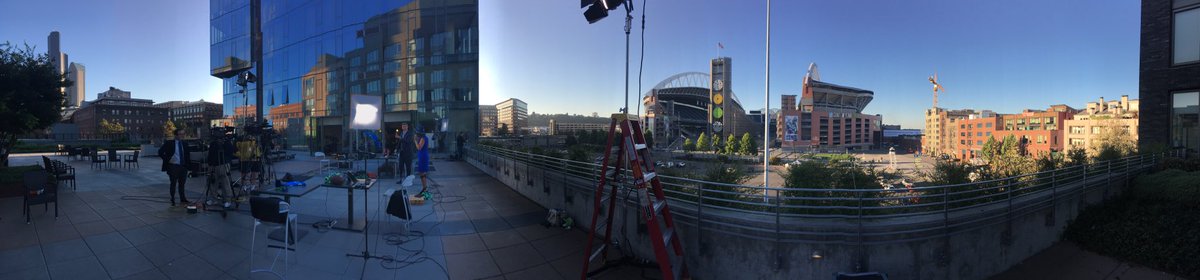 rtmarriott's tweet photo. Panoramic view of our live location on the deck of #StadiumPlace looking out to Centurylink!! #Seahawks https://t.co/LXuHd4llPW