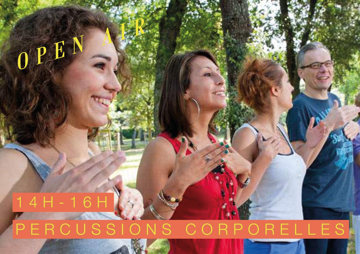 #OPENAIR 

Atelier de #precussionscorporelles de 14h à 16h samedi 

&gt; goo.gl/1PSbRr