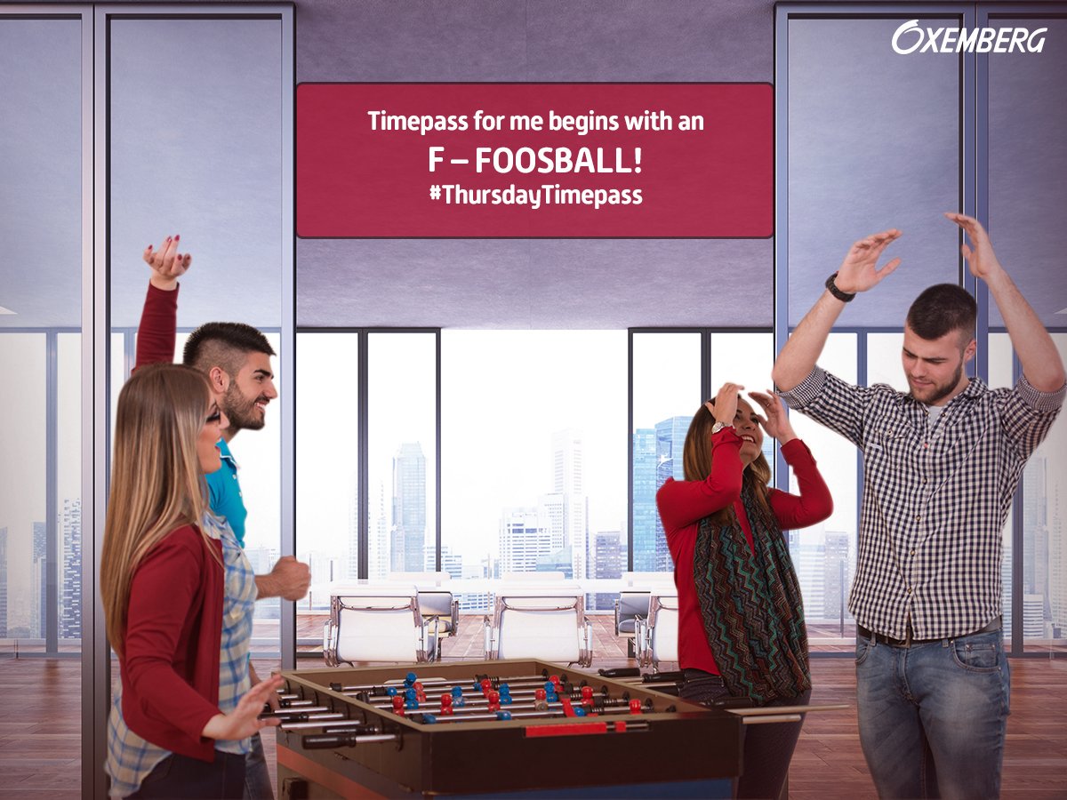 Oxemberg's tweet photo. Want some #ThursdayTimepass? Invest in a good foosball table & watch yourself lose track of time to uber timepass! https://t.co/RdysoyVtbs