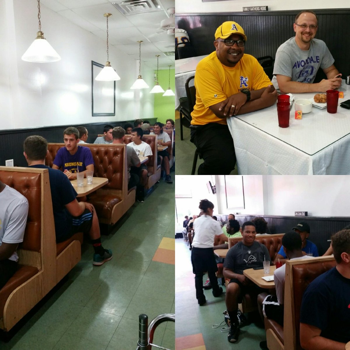 familytablecafe's tweet photo. Avondale High School varsity football team eating their pregame meal. #avondale #yellowjackets  #hsfootball https://t.co/XDGo5kLvCs