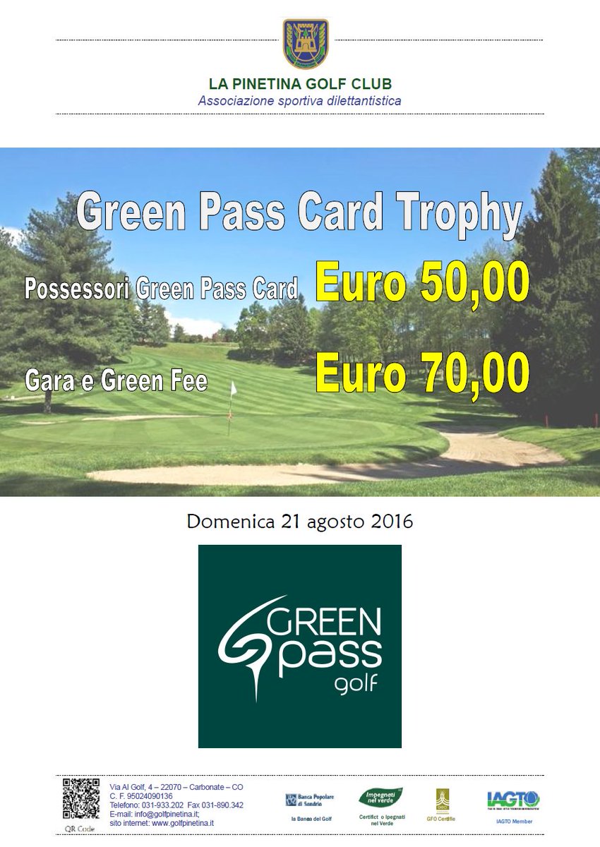 GolfPinetina's tweet photo. Prime Evolution Tour &amp; Green Pass Card Tropy
 Iscrizioni aperte... vi aspettiamo numerosi!! https://t.co/qpYK55exup