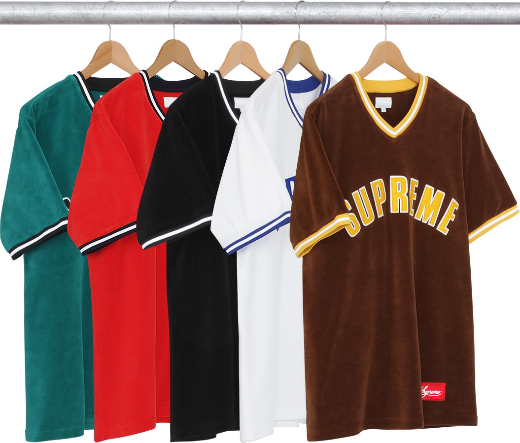 supreme velour baseball jersey