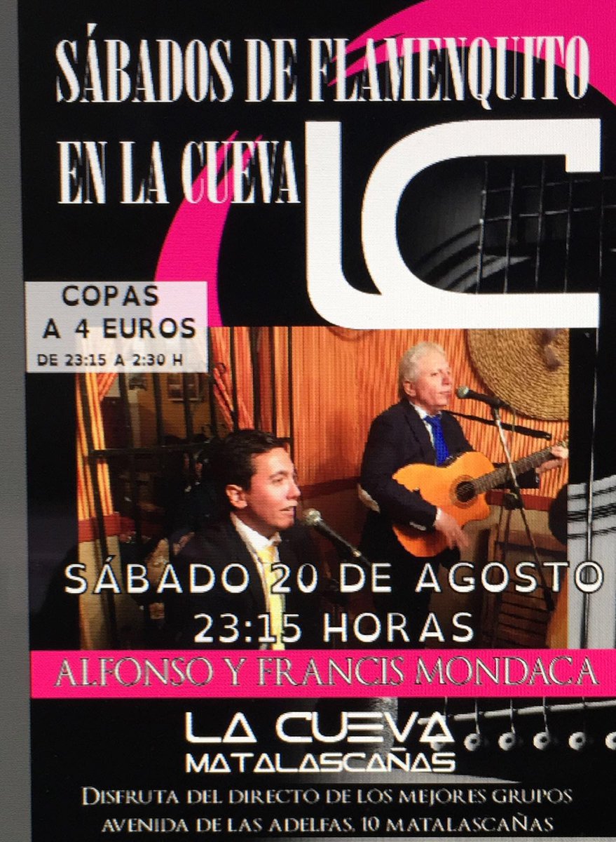 No te pierdas este sabado la actuacion de Francis y Alfonso Mondaca en <a href="/BarCueva/">Eventos L&D</a>  <a href="/MejorPlaya/">Matalascañas</a>