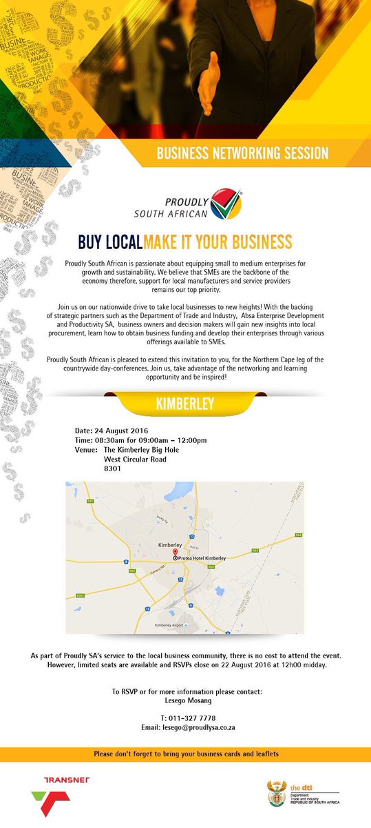 Involved in business in Kimberley? Limited free seats available at our 24 August business conference! Details here: