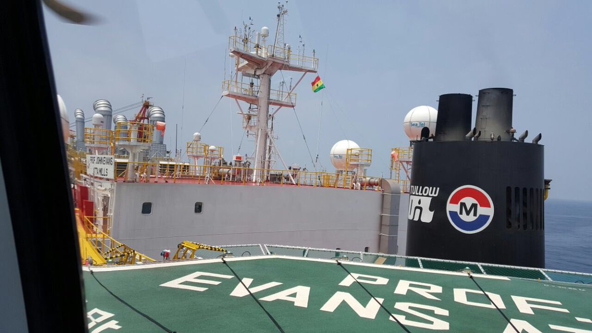 TEN field formally comes on stream. Ghana flag flies proudly aboard FPSO Prof John Atta Mills.