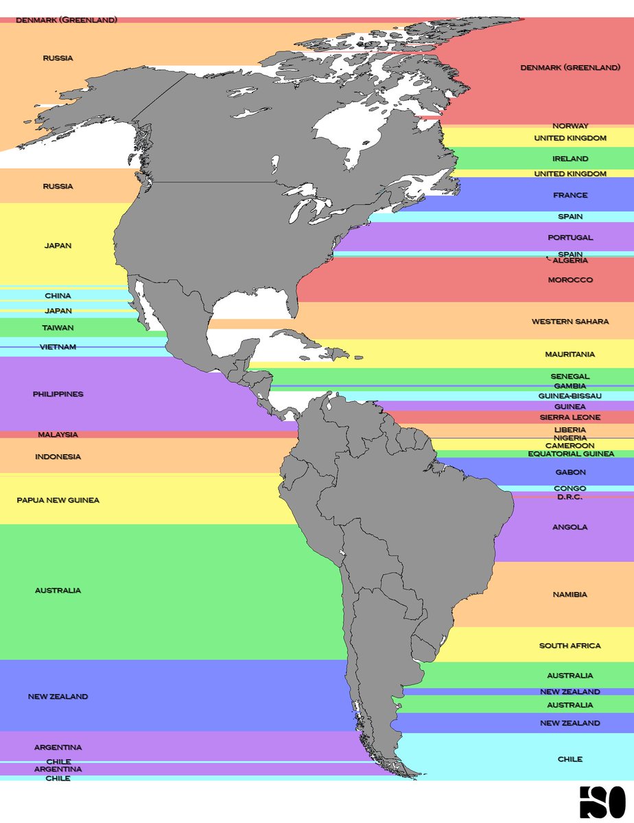 Magnificent_Map's tweet image. If you&apos;re on a beach, this map shows what is across the ocean.