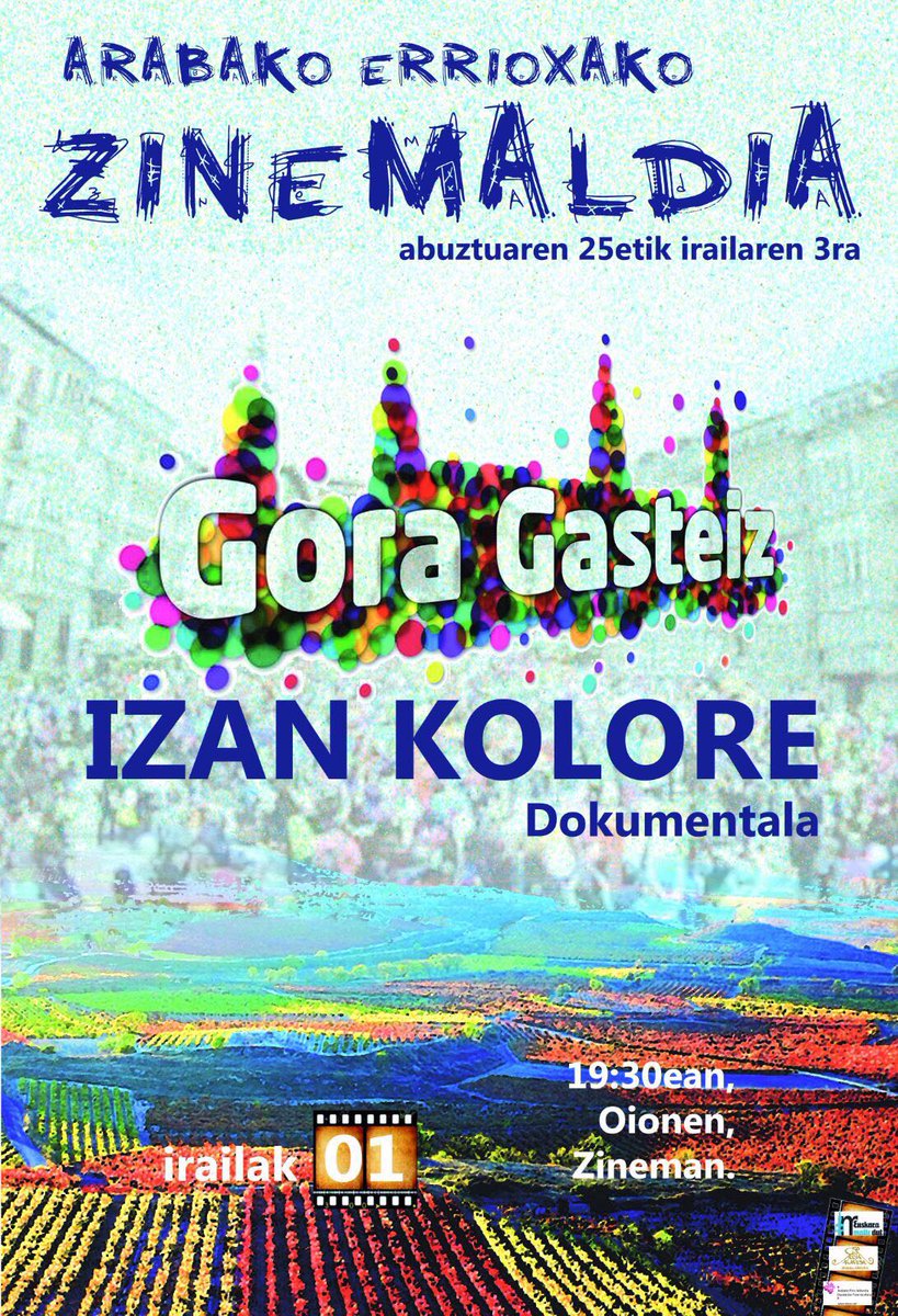 El el #Zinemaldia de la Rioja Alavesa también podréis ver el docu #GoraGasteiz izan kolore, sé color.
1 de sep, Oion
