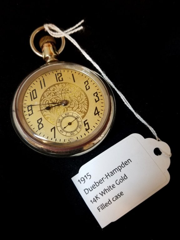 KasperAuctionCo's tweet photo. #1915 #pocketwatch by #deuber-Hampden runs great up for #auction #vintage #antique #gold https://t.co/RlfyEIPqVm https://t.co/th90soUsOk