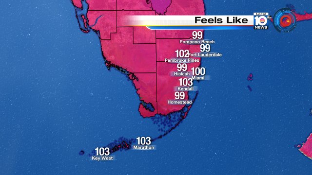 Sizzling Feels-like Temps across #Soflo... Ooh yes! it's still summer! #StayHydrated #Flwx https://t.co/Hpf5UrcQxN