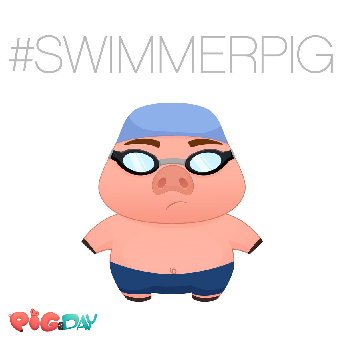 pigaday's tweet photo. #TBT in theme with the #Olympics!! The #swimmerpig! #pigaday #Rio2016 #swimming #sport #digitalart #characterdesign https://t.co/nv6kOfvdbv