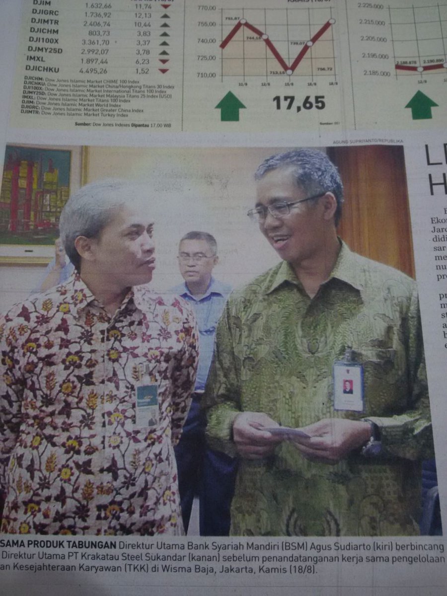 sukses_menabung's tweet image. Pemberitaan penandatanganan PKS antara BSM dan PT Krakatau Steel di media cetak nasional hari ini.