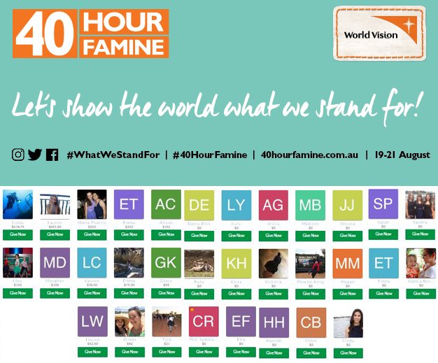 plcsydney's tweet photo. Help team #PLCSydney reach their goal for the @40HourFamine. Show your support>https://t.co/pEDrEjLX6u #40HourFamine https://t.co/ZGGdKZtDju