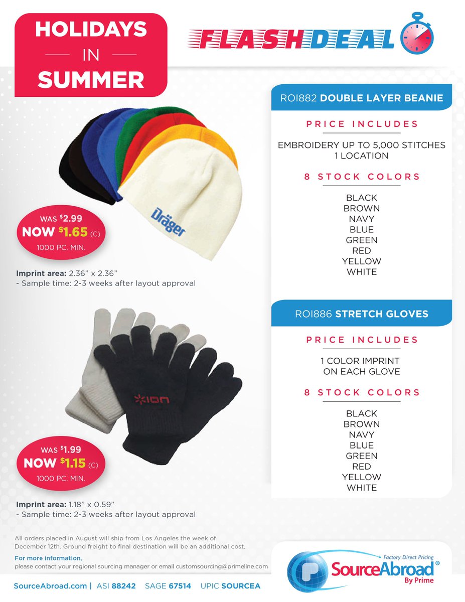 SourceAbroad's tweet image. Don&apos;t miss out on our August FLASH DEAL featuring our Double Layer Beanie &amp;amp; Stretch Gloves roi-line.com