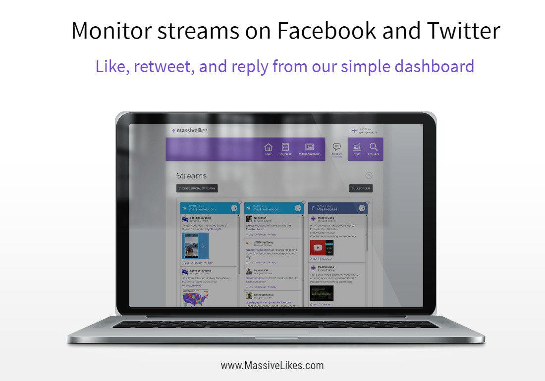 massivelikes's tweet photo. Monitor your Facebook/Twitter feeds. Reply to your mentions. All on our free dashboard @ https://t.co/jsLkTL1fsp https://t.co/MRfCy3u7xA