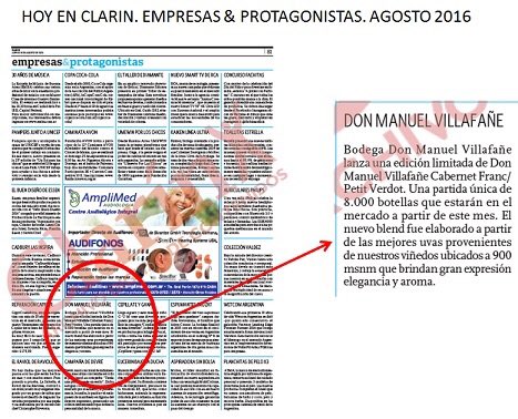 bodegaDMV's tweet photo. Hoy en @clarincom sobre nuevo lanzamiento @bodegaDMV Cab Franc + Petit Verdot #mendoza #vinos Salud https://t.co/y5pPVgoFyO