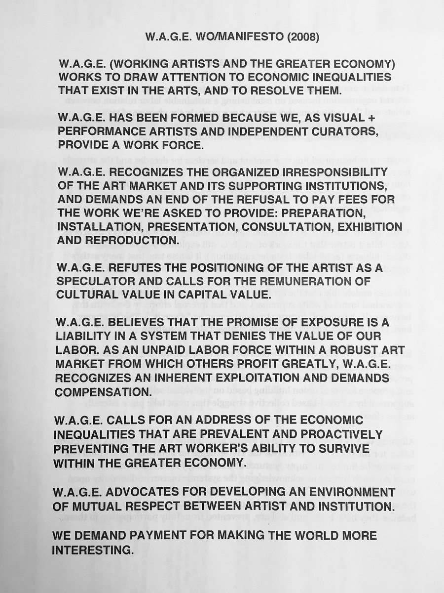 .<a href="/wageforwork/">WAGE Artists</a> began our session by reading the WAGE WO/MANIFESTO. ✊🏾