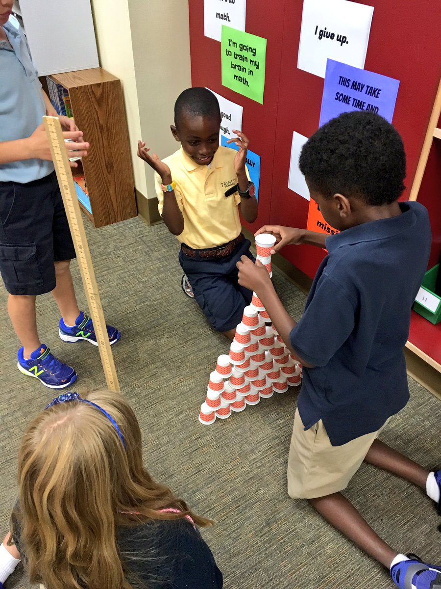 Putting the TEAMwork in STEAM #tallestcuptowerchallenge to kick off the first day! #TrinityLearns