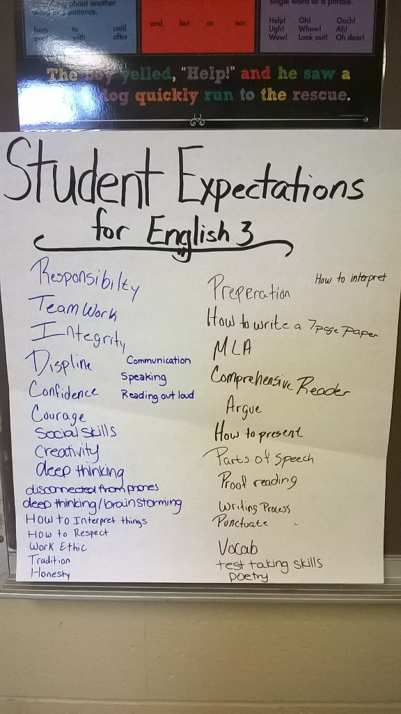 djthoreson's tweet photo. It's not day one, but my students listed what they expect to learn in my class today #DPSDay1 life/ academic skills https://t.co/QdyOT5Vju4