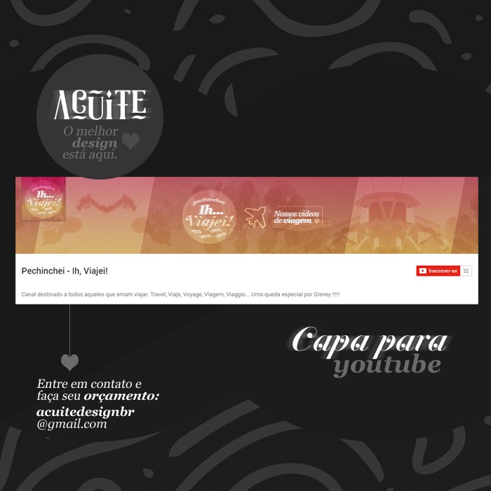 AcuiteDesign's tweet image. Desenvolvimento de capa para o canal do Ih, Viajei - Turismo • Acuite Design - Copyright © 2016