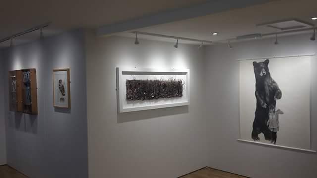 We have been busy hanging the next exhibition, 'Young Cumbrian Artist of the Year' 2016 - open from 1st September